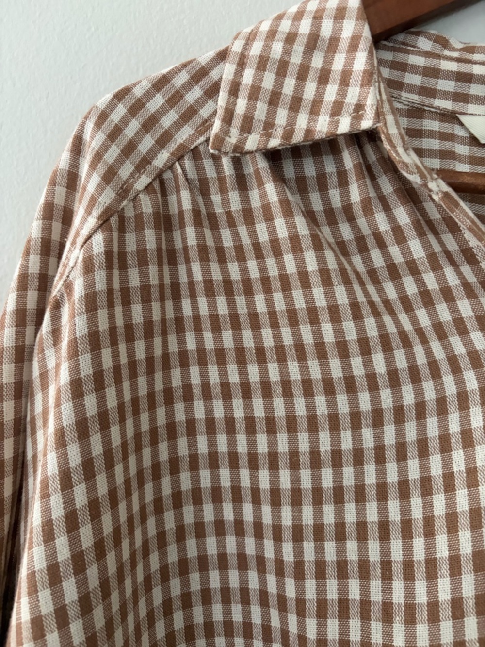 Max Studio London Gingham Linen blend Relaxed Linen Rayon Blouse Top Women’s L - Picture 4 of 15